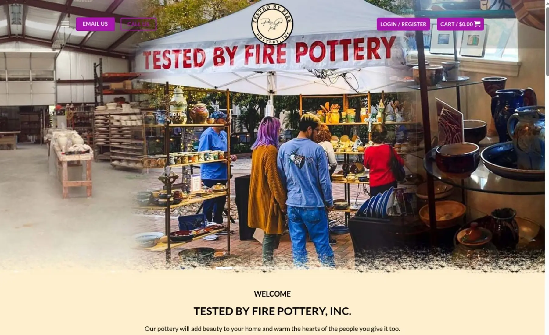 Tested by Fire Pottery ecommerce website